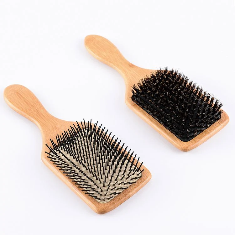 Hair Brush, Eco-Friendly Natural Wooden Bamboo Paddle Hairbrush, Massaging Scalp, Reducing Tangle &amp; Hair Breakage, Promoting Hair Growth